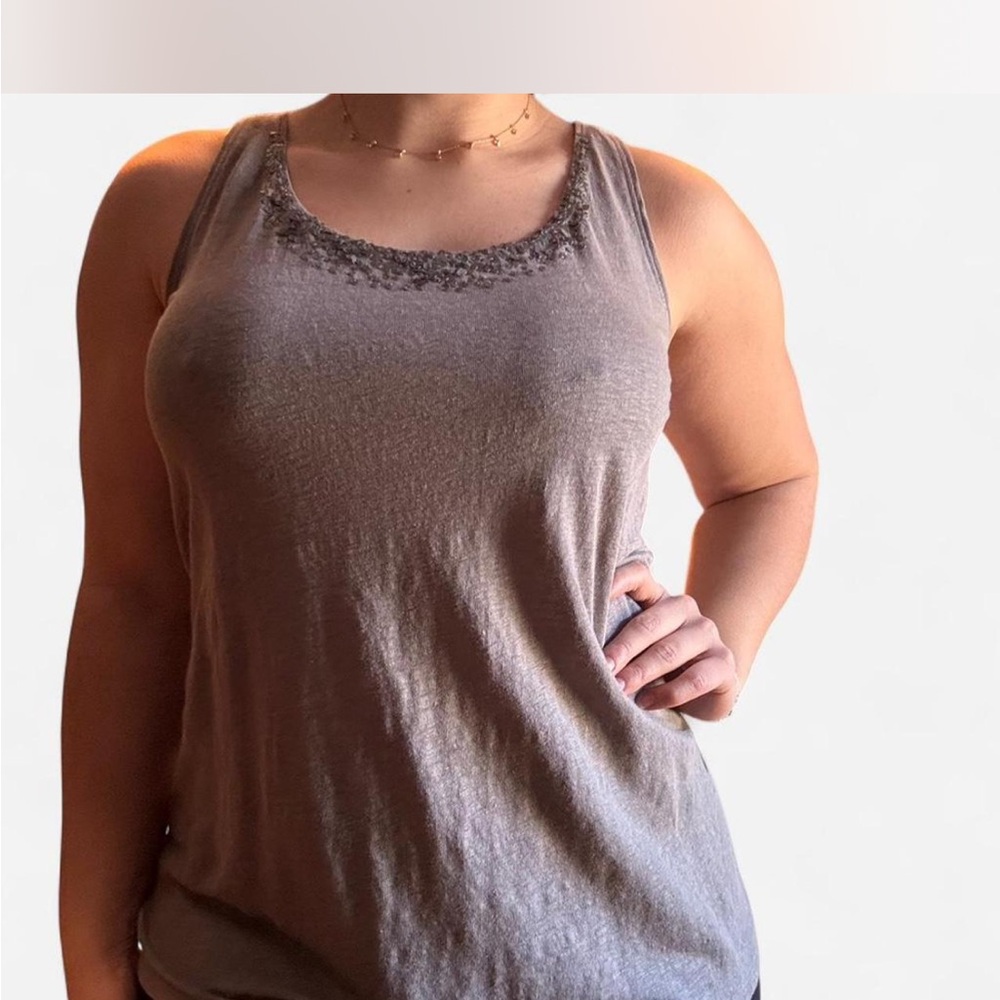Eileen Fisher Gray Embellished Tank Top